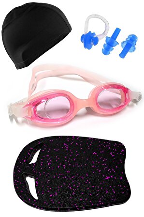 Çocuk Yüzücü Havuz Seti Gözlük Bone Kulak Tıkacı Burun Klipsi ve Yüzücü Tahtası Seti Full Set