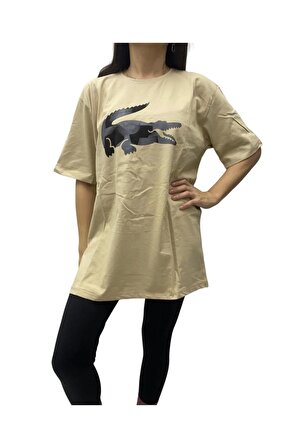 Kadın Bej T-Shirt , Bej T-Shirt Kadın , Oversize T-Shirt , Büyük Beden T-Shirt