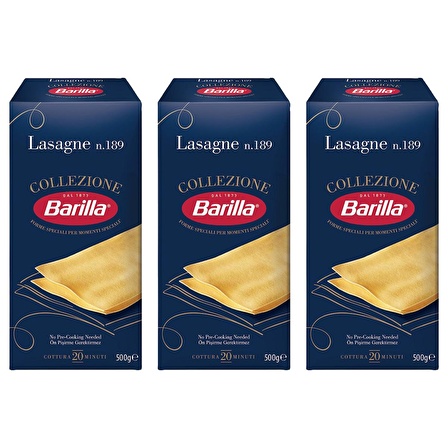 Barilla Lazanya / Lasagne n.189 Sade Makarna 500 Gr. x 3 Adet