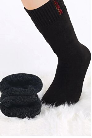 Kadın Siyah Tam Peluşlu Kışlık Esnek Tayt Kalın Termal Çorap Hediyedir