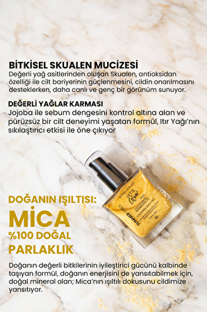 Mica İçerikli Çok Amaçlı Nemlendirici Işıltılı Yağ Gold 50 ml