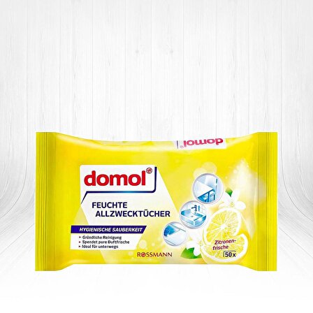 Domol Limon Kokulu Çok Amaçlı Temizlik Bezi 50 Adet