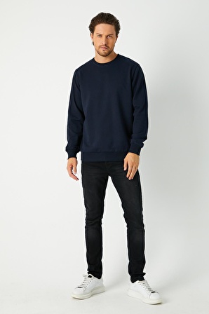 Metalic Erkek Lacivert Basic Bisiklet Yaka Sweatshirt 