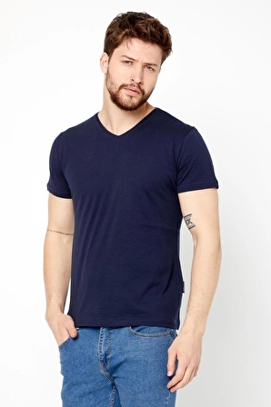 METALIC  Erkek Çok Renkli T- Shirt Regular Fit Rahat Kesim V Yaka 5'li Basic Tişört Paketi