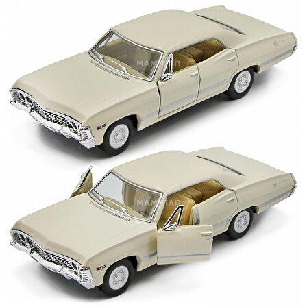 Kinsmart 1967 Chevrolet İmpala 1:34 Diecast Model Araba Krem