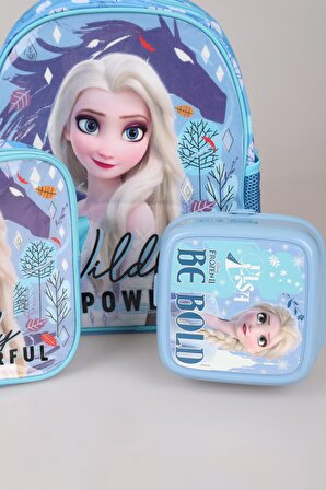 YENİ SEZON LİSANSLI ELSA FROZEN ANAOKUL ÇANTASI,BESLENME ÇANTASI VE 2 KATLI BESLENME KABI SETİ