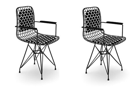Knsz kafes tel sandalyesi 2 li mazlum syhviona kolçaklı sırt minderli ofis cafe bahçe mutfak