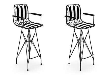 Knsz kafes tel bar sandalyesi 2 li zengin syhtuan kolçaklı sırt minderli 75 cm oturma yüksekliği ofis cafe bahçe mutfak