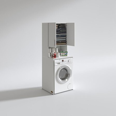 Kenzlife çamaşır makinesi dolabı raisa byz 180*066*60 banyo ofis kapaklı arkalıklı