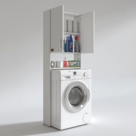 Kenzlife çamaşır makinesi dolabı veronika byz 180*066*20 banyo çift kapaklı arkalıksız
