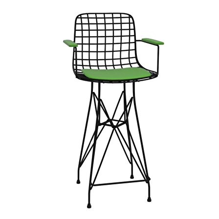 Knsz orta boy tel bar sandalyesi 1 li mağrur syhyşl kolçaklı 65 cm oturma yüksekliği mutfak bahçe cafe ofis