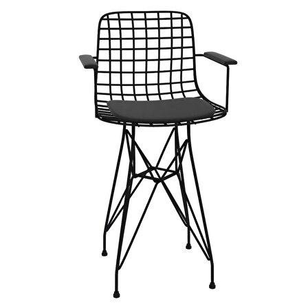 Knsz ufak boy tel bar sandalyesi 1 li uslu syhsyh kolçaklı 55 cm oturma yüksekliği mutfak bahçe cafe ofis