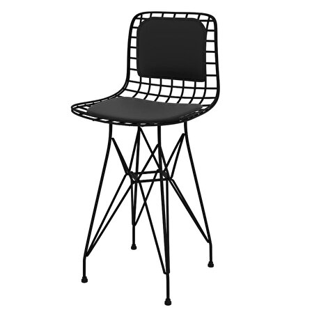 Knsz ufak boy tel bar sandalyesi 1 li uslu syhsyh sırt minderli 55 cm oturma yüksekliği mutfak bahçe cafe ofis