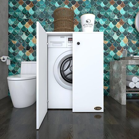 Kenzlife çamaşır makinesi dolabı kapaklı tatyana byz 90*70*60 banyo ofis kapaklı arkalıksız