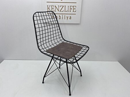 Knsz kafes tel sandalyesi 1 li mazlum syhgri işlemeli kumaş ofis cafe bahçe mutfak