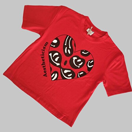 Paça Fermuarlı Kalp Desenli Kırmızı Renk Kız Takım