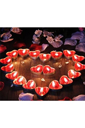 Pazariz Kalpli Mumlar Kırmızı Romantik Mum Çeşitleri 50 Adet Kalp Desenli Mum