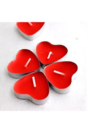 Pazariz Kalpli Mumlar Kırmızı Romantik Mum Çeşitleri 7 Adet Kalp Desenli Mum