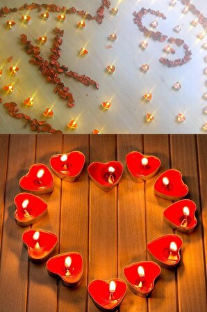 Pazariz 20 Kalpli Tealight Mum + 300 Kuru Gül Yaprağı Romantik Süs