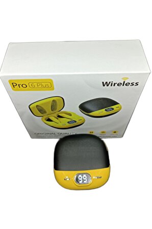 Anycast Pro6 Plus  Kablosuz LED Işıklı Oyuncu Bluetooth Kulaklık 5.0 Sarı