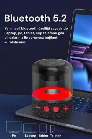 Pazariz Işıklı Bluetooth Hoparlör Ses Bombası Yüksek Ses Yeni Nesil 2023 Version Siyah