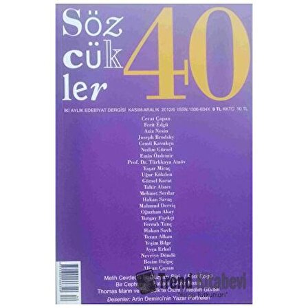 Sözcükler Dergisi Sayı: 40 Kasım   Aralık 2012