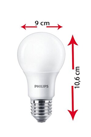 Philips 8W (60W) Led Ampul Sarı 2700K (3 Adet) Tasarruflu Lamba