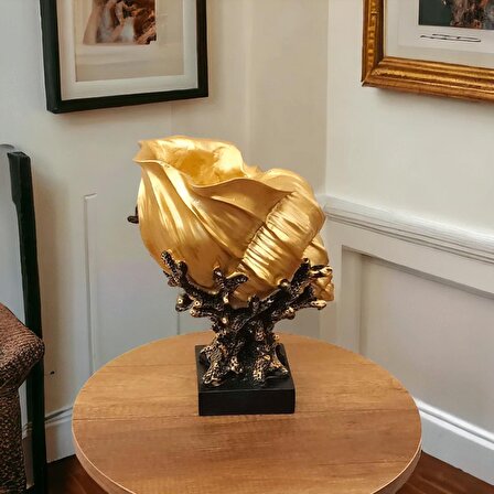 Dekoratif İstiridye vazo altın 