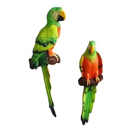 Dekoratif ikili duvar papağan biblosu yeşil 