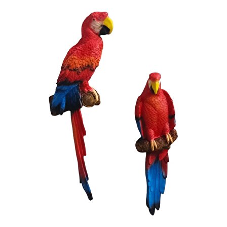 Dekoratif ikili duvar papağan biblosu kırmızı 