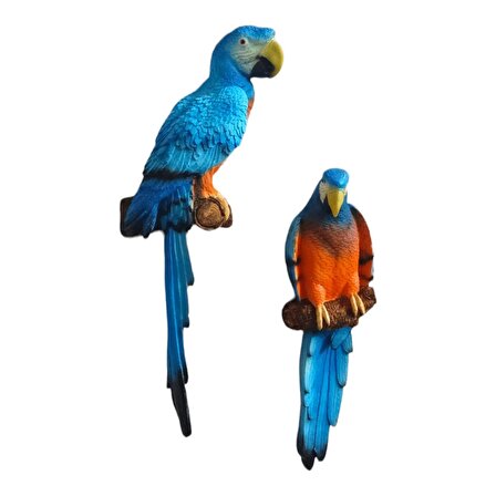 Dekoratif ikili duvar papağan biblosu mavi 