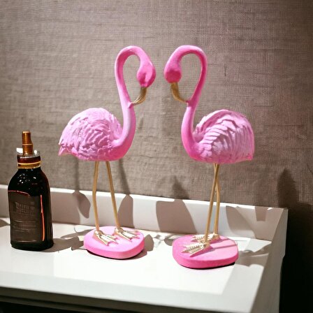 Dekoratif İkili flamingo biblo pembe