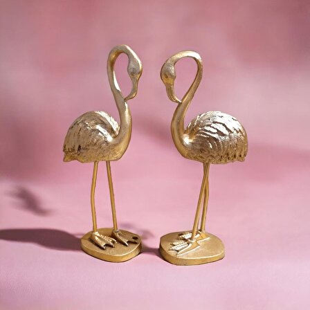 Dekoratif ikili flamingo biblo altın 