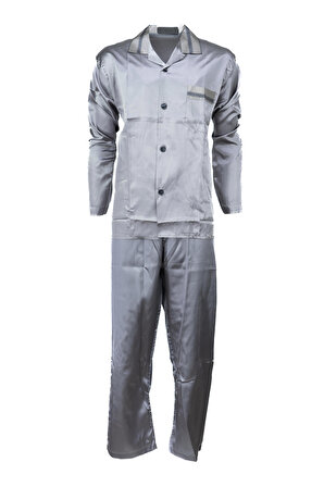 Oppland Erkek Klasik Model Pijama Takımı Premium ipeksi Saten Kumaş Cepi Şık Çizgili Rahat Tam Kalıp