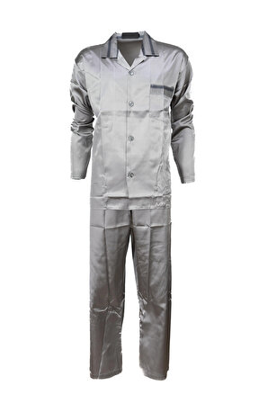Oppland Erkek Klasik Model Pijama Takımı Premium ipeksi Saten Kumaş Cepi Şık Çizgili Rahat Tam Kalıp