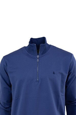 Erkek Mevsimlik Yarım Fermuarlı TamKalıp Likralı Premium Pamuklu Kumaş iki iplik Sweatshirt