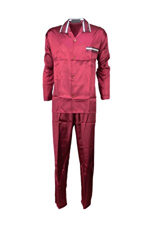 Erkek Klasik Model Pijama Takımı Premium ipeksi Saten Kumaş Çizgili Şortlu Cepli Tam Kalıp