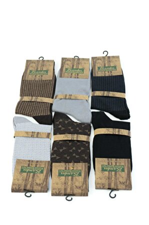 Erkek Şık Modelli Dikişsiz Burunlu Topuk ve Burun Takviyeli yumuşak Premium Bambu Çorap 6 lı