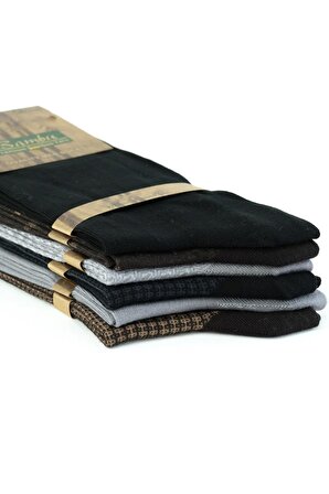 Erkek Şık Modelli Dikişsiz Burunlu Topuk ve Burun Takviyeli yumuşak Premium Bambu Çorap 6 lı