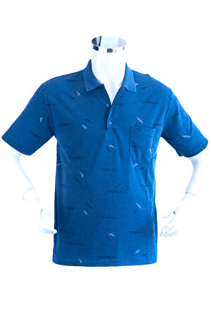 Oppland Erkek Polo Yaka T-shirt Cepli Kısa Kollu Kalem Tüyü Desenli Rahat Kesim Premium Pamuklu Kumaş