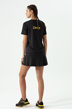 Kadın Siyah Bisiklet Yaka Rahat Kesim Casual Nefes Alabilen Athletic Spor T-shirt - Tişört
