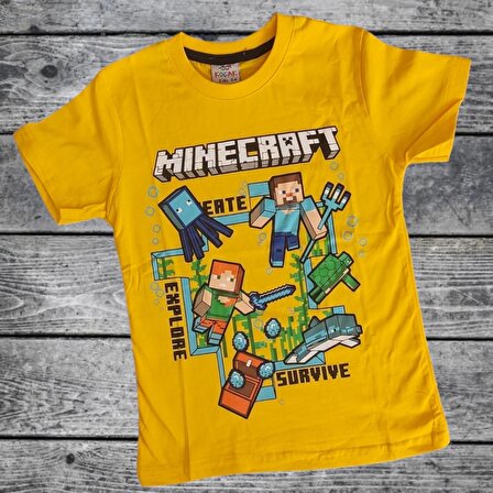 Minecraft Yeni Sezon Sarı Renk Şortlu Takım