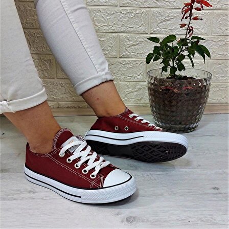 Fiyra 554 Bordo Kısa Unisex Sneaker Keten Spor Ayakkabı