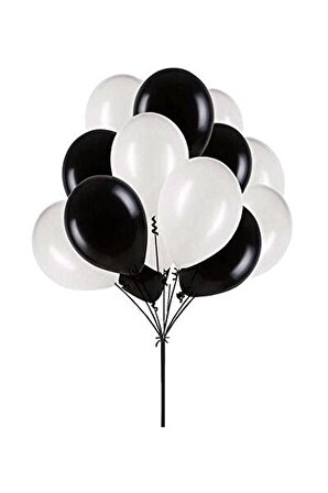 Siyah Masa Örtüsü Siyah Masa Eteği  20 adet siyah beyaz balon Set
