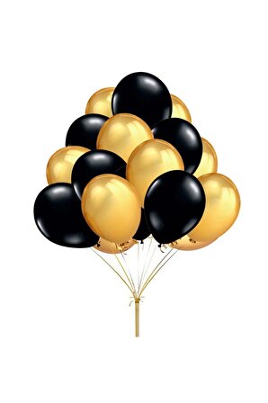 Siyah Masa Örtüsü Siyah Masa Eteği  20 adet siyah  gold balon Set