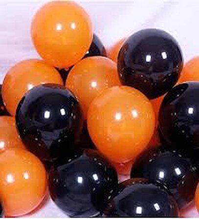 Turuncu Masa Örtüsü Siyah Masa Eteği  20 adet siyah turuncu balon Set