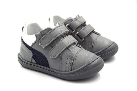 LepiKids Be90 Hakiki Deri Çocuk İlkadım Bot Ayakkabı GRİ