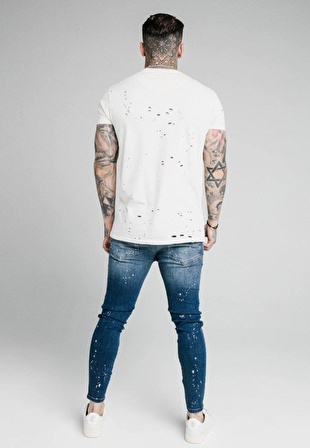 SikSilk Distressed Riot Erkek Kot Pantolon Mavi