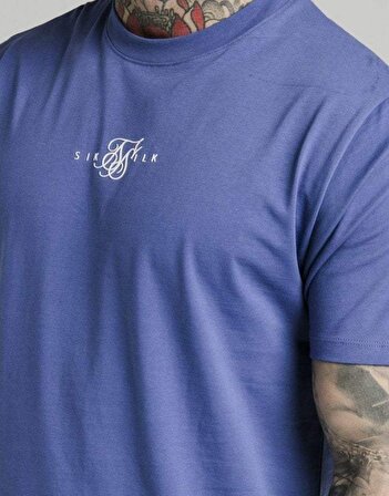 SikSilk Regular Basic Erkek T-Shirt Mavi Mavi-Xs