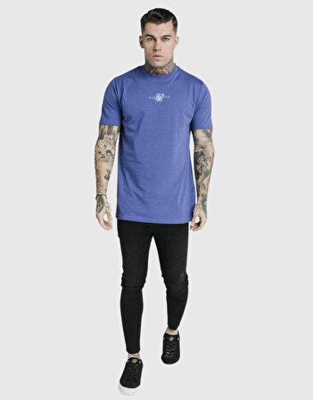 SikSilk Regular Basic Erkek T-Shirt Mavi Mavi-Xs